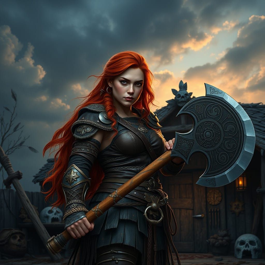 Barbarian Dwarf Warrior in Mystic Landscape