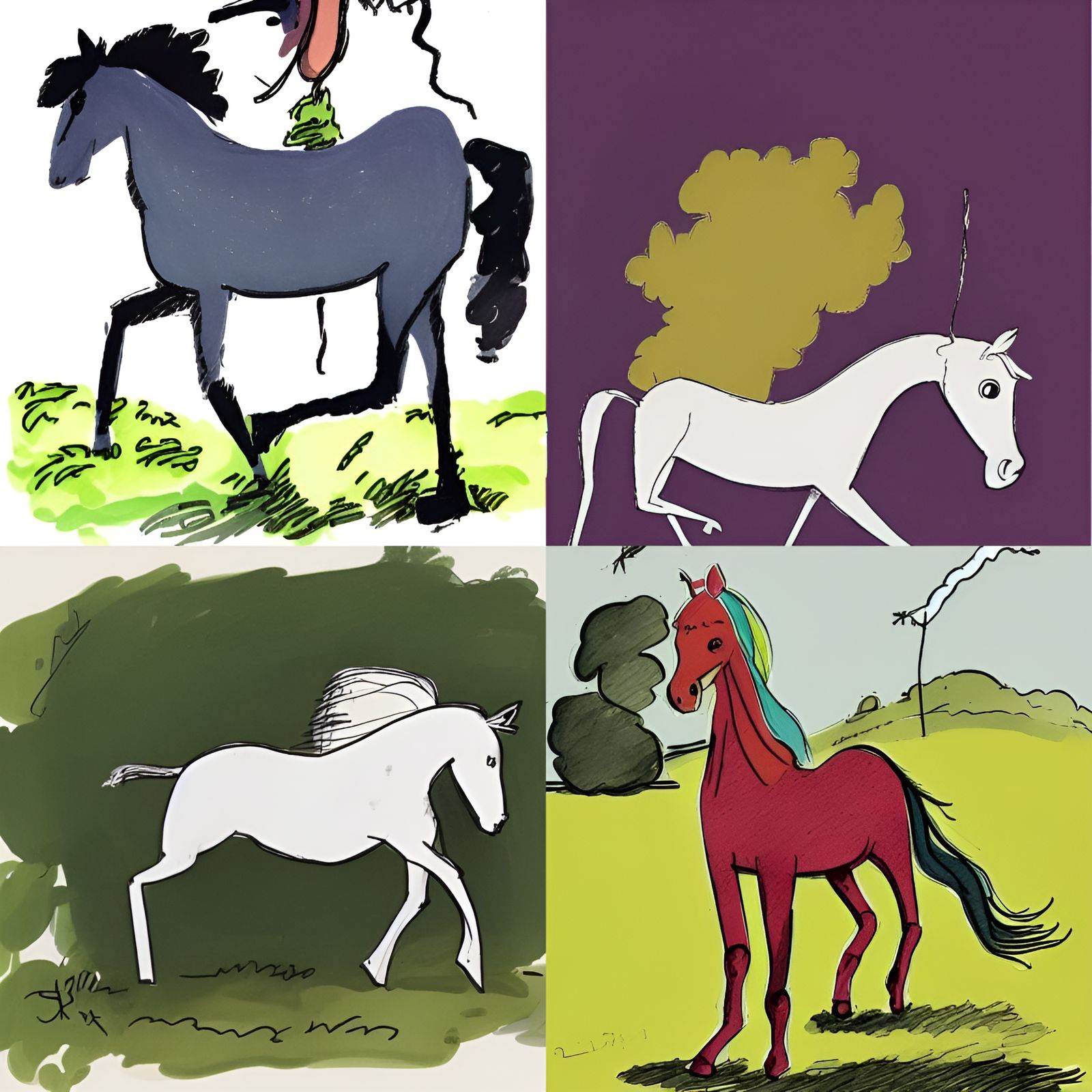 Horses in the Style of Quentin Blake