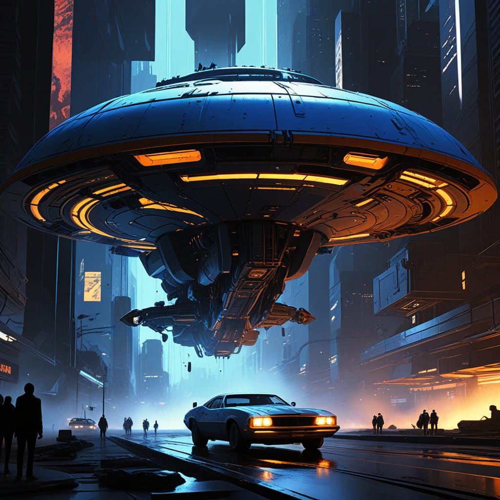 Futuristic Mothership Concept Art in Sci-Fi Style