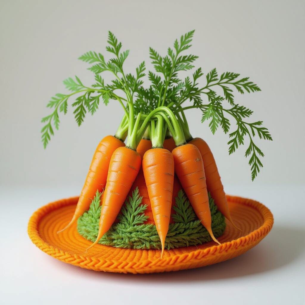Whimsical Carrot Hat Photorealistic Macro Shot