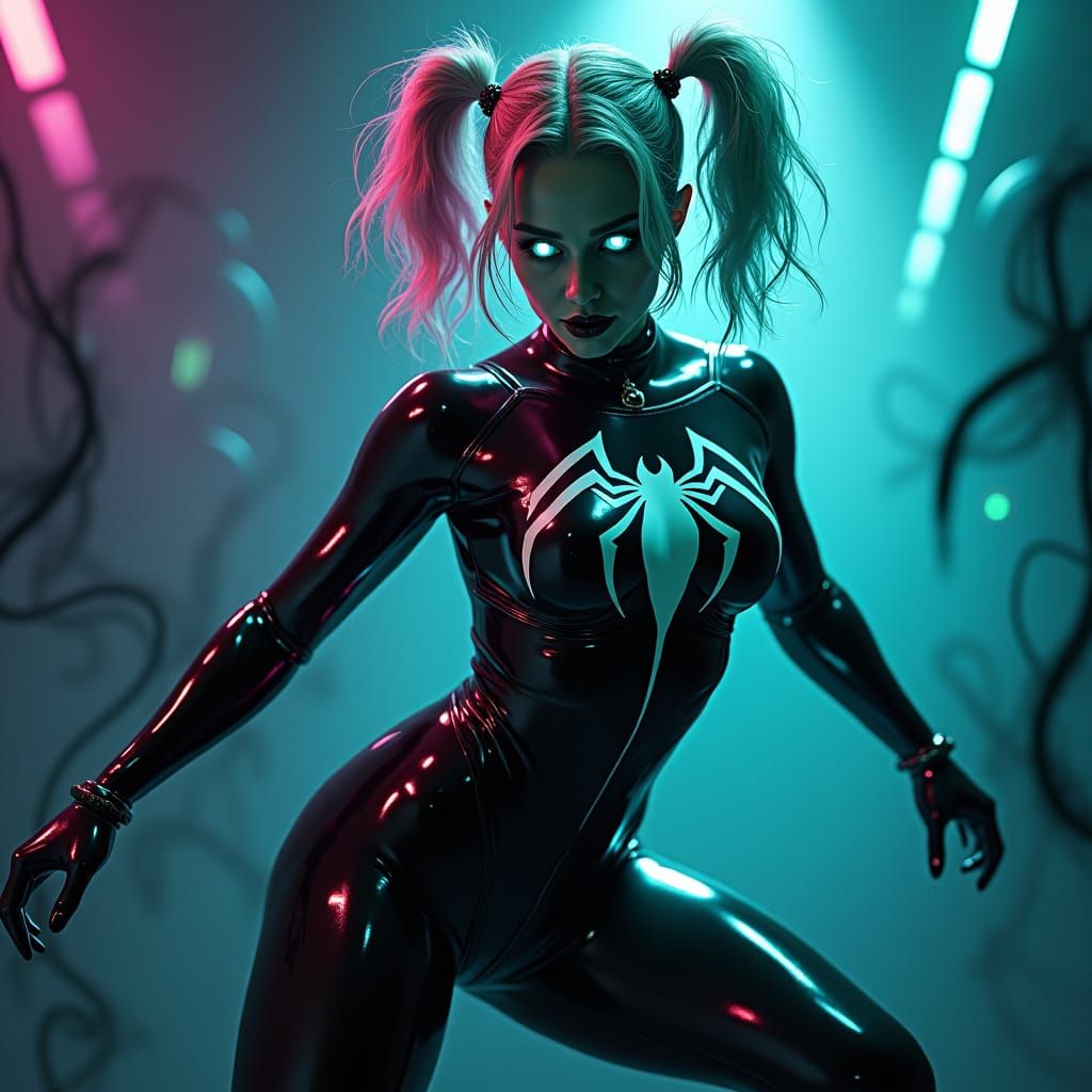Cyberpunk Siren: Harley Quinn in Dark Mystic Glow