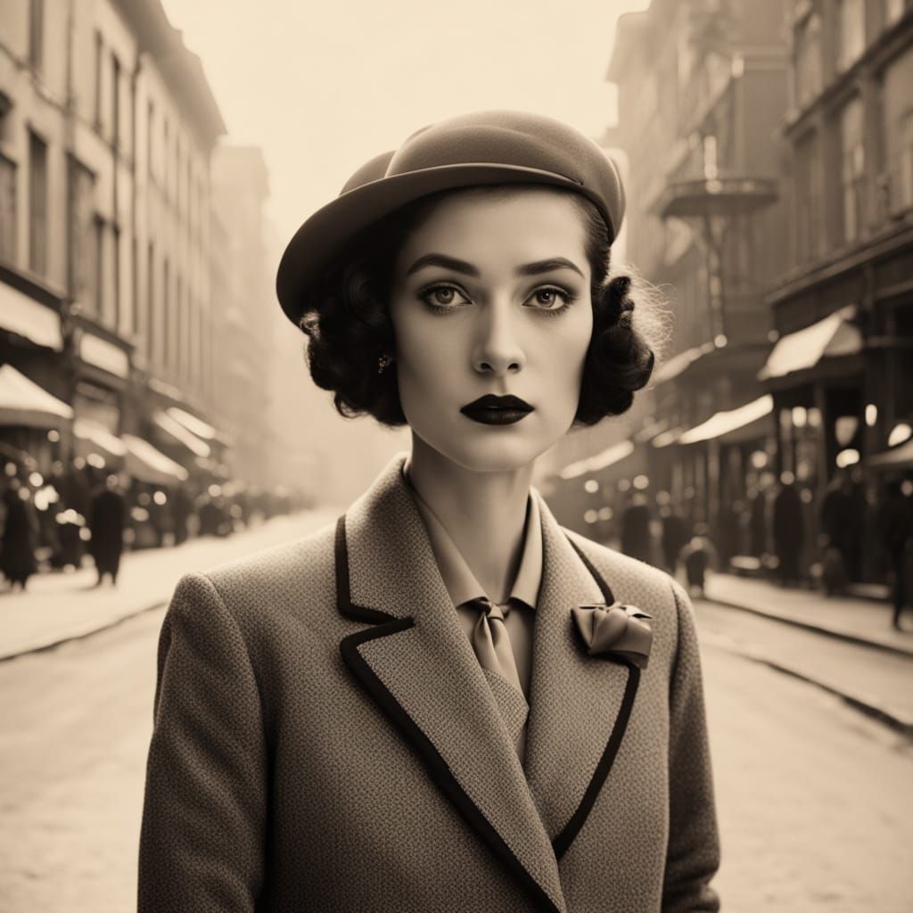 Vintage Woman in Elegant 1920s Suit