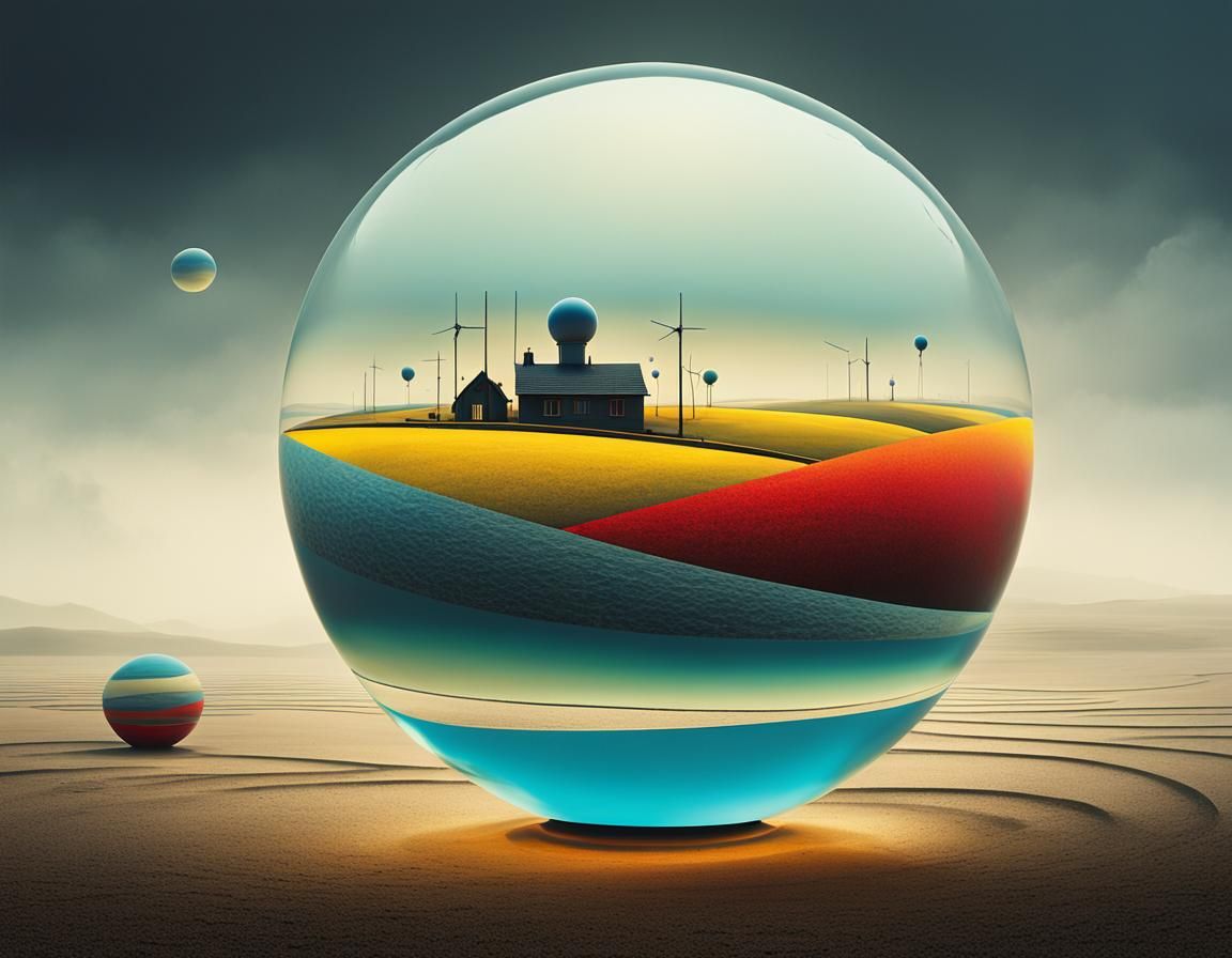 Ethereal Glass Orb in a Lone Dreamy Alien Landscape