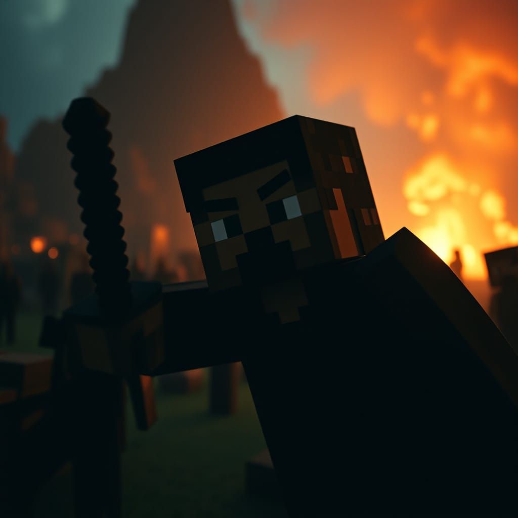 Epic Minecraft Cinematic in Nostalgic 35mm Film Style