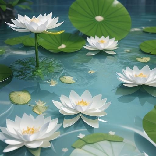 Dreamy Lotus Blossoms in Serene Water