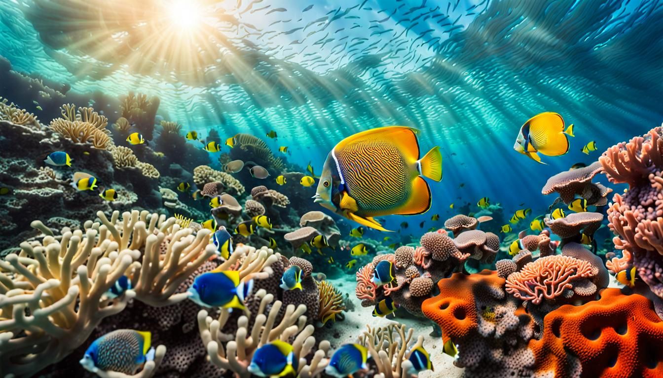 A Serene Emperor Angelfish in Vibrant Underwater Reef