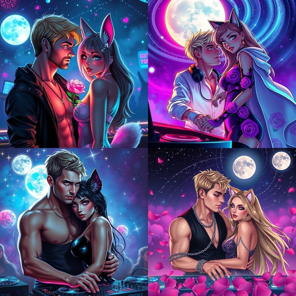 Ethereal Rave Couple Under the Galaxy