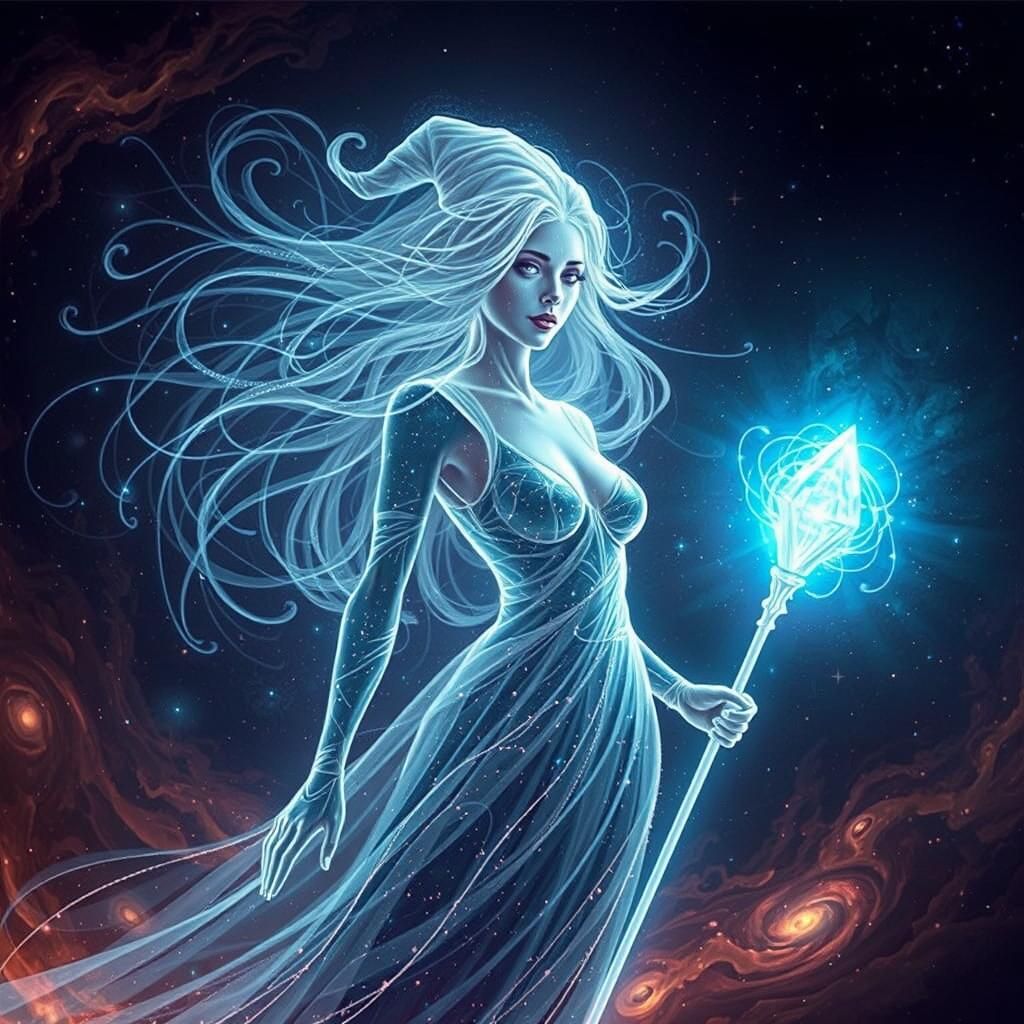 Celestial Witch in Glowing Stardust