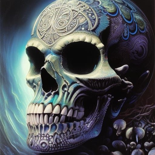 Bioluminescent Skull Punk Rocker in Ethereal Jar