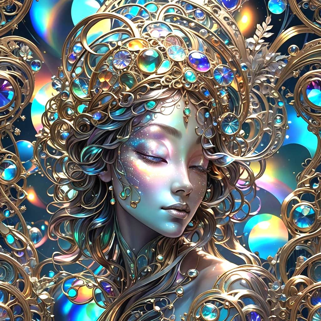 Surreal Iridescent Sky Glows with Zodiac Symbols in a Master...