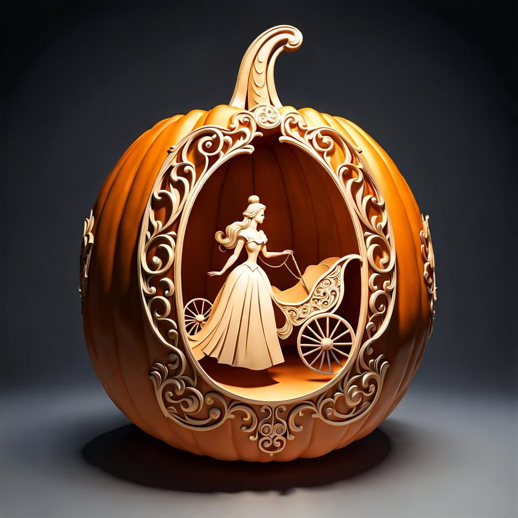 Fantasy Pumpkin Carving of Cinderella's Pumpkin Carriage
