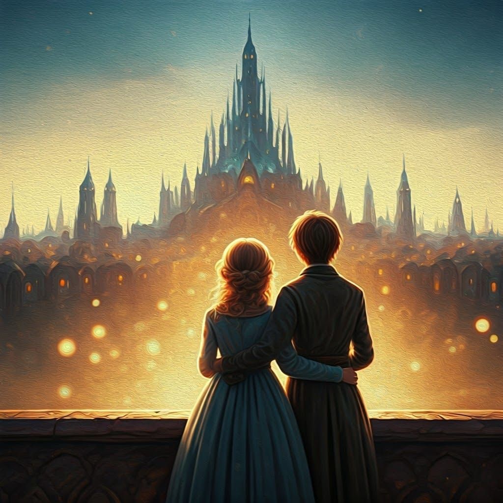 Whimsical Royal Couple Basks in Golden Hued Kingdom