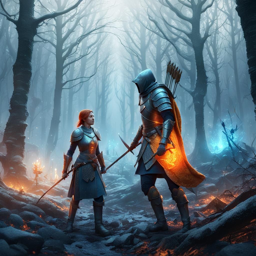 Mystical Duel in a Misty Forest