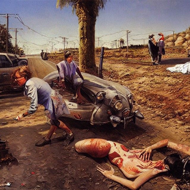 Macabre Oil Painting of a Woman's Tragic Demise