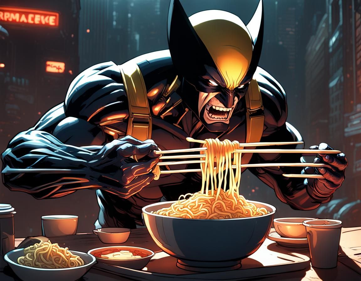 Wolverine Eats Ramen: Comic Book Style