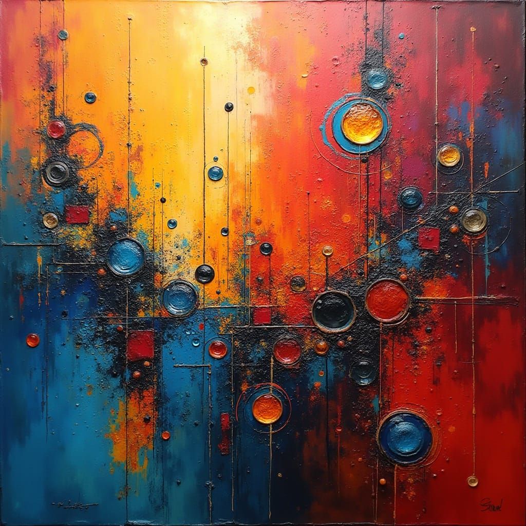 Expressive Abstract Art with Bold Brushstrokes and Vibrant H...