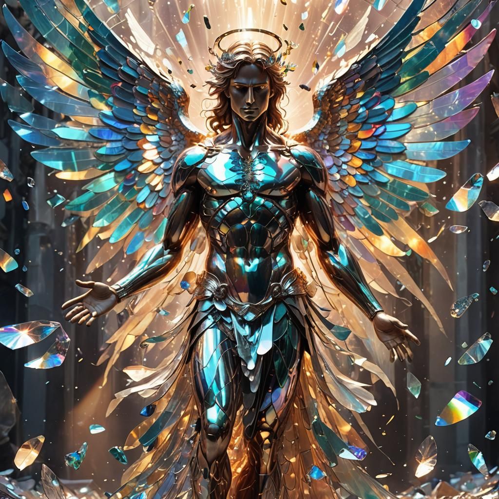 Winged Angel with Broken Glass Effect