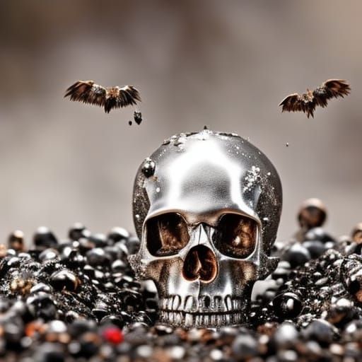 hyper-amazing medieval pandemonium skull, cyber-wild splash ...