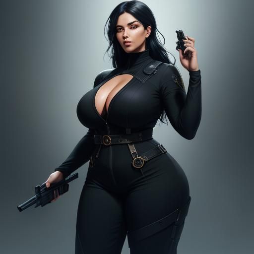 Sensual Cyberpunk Warrior Unleashes Power with Corba Symbol