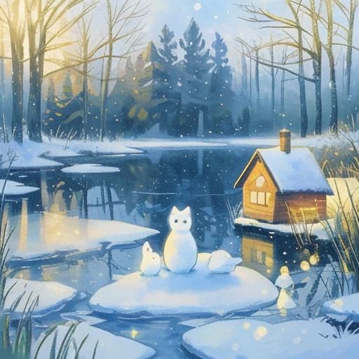 Whimsical Winter Scene in Soft Focus