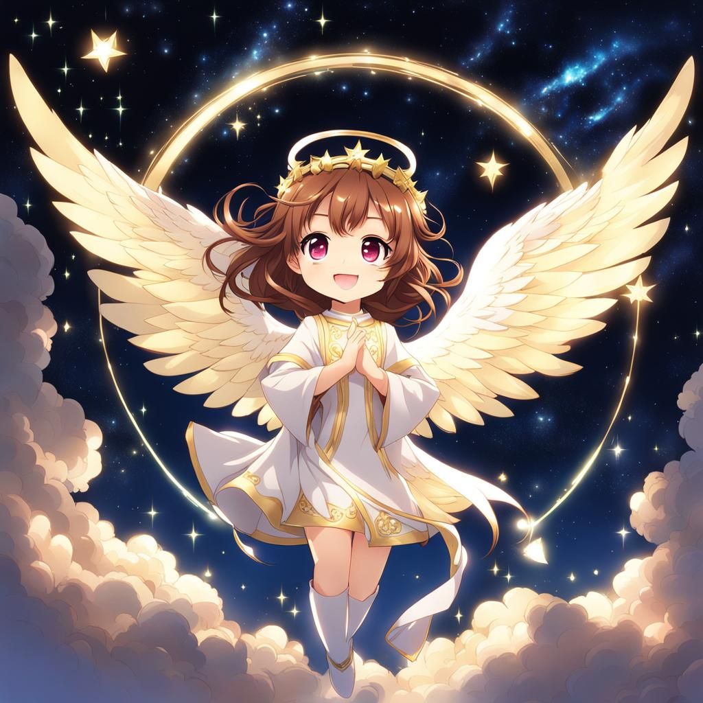 Celestial Chibi Angel in Dreamcore Style