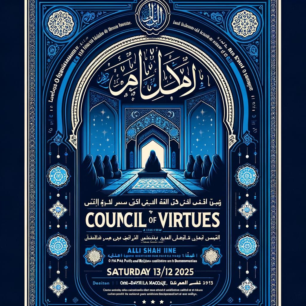 Islamic Poster Design in Deep Blue and White