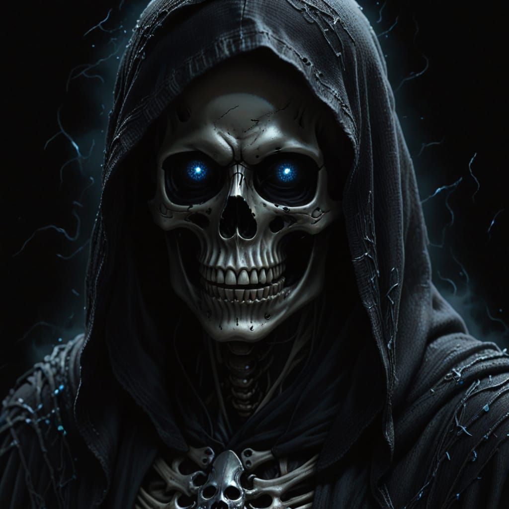 Close-up of the Grim Reaper with Omega Pin