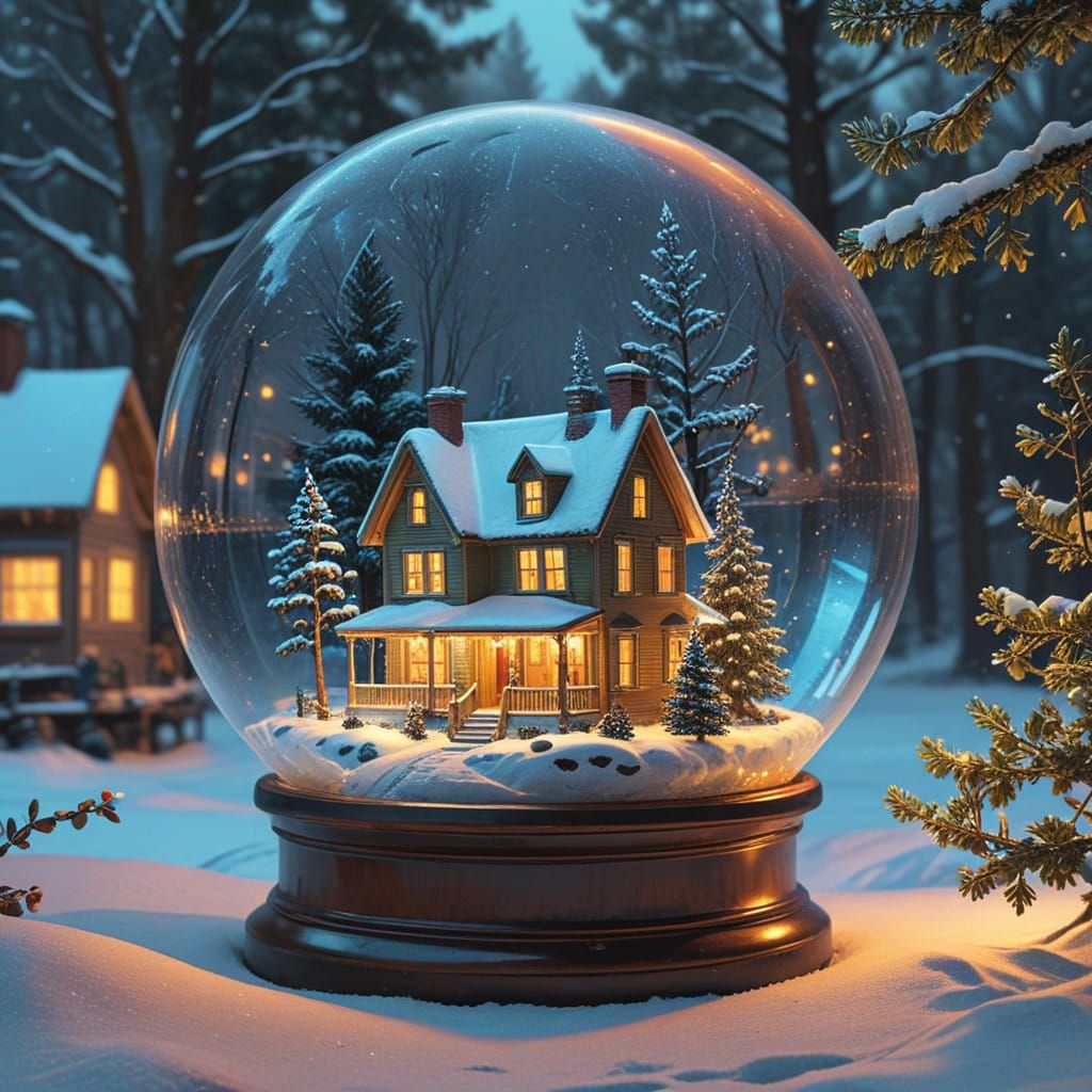 Vintage-Style Christmas Scene in Crystal Glass Globe