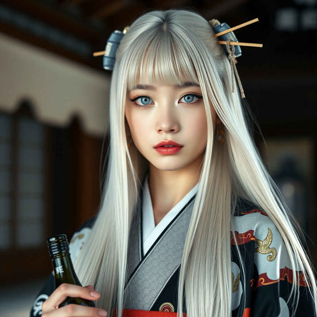 Ethereal Goddess in Traditional Kimono