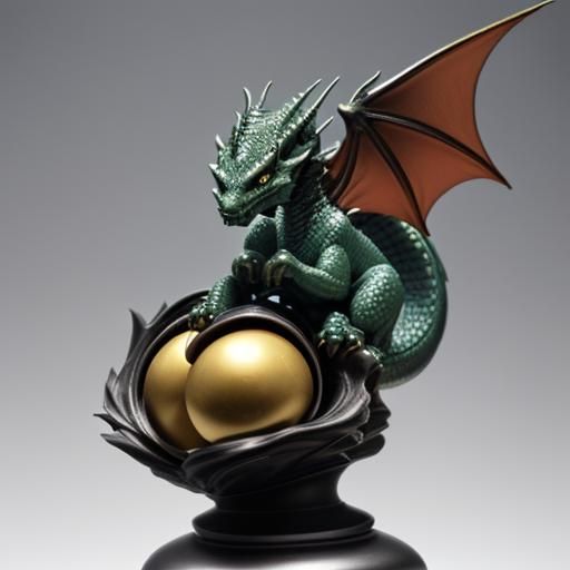 Dragon Adorns Chess Queen with Pawn Ball in Unique Artistic....