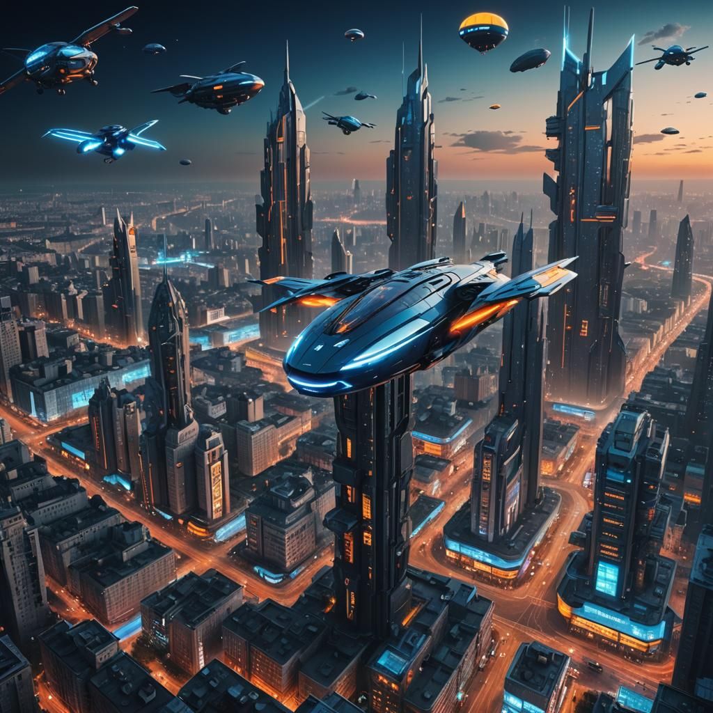 Vibrant Ukrainian Metropolis at Dusk