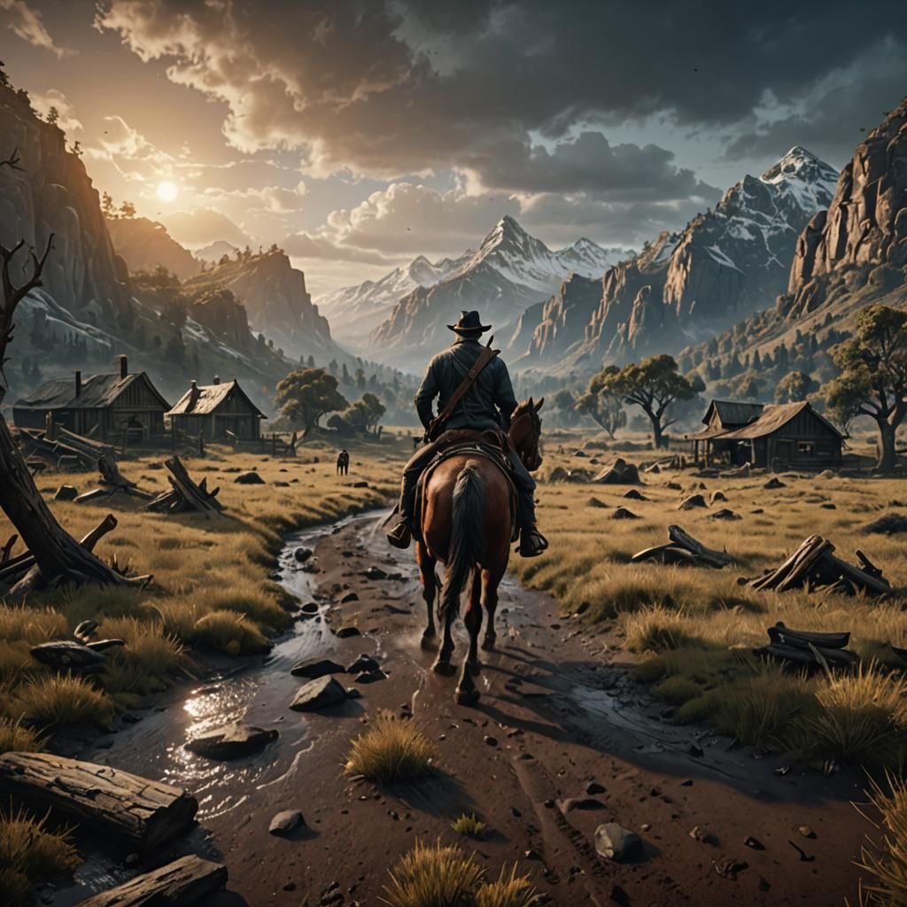 Arthur Morgan in Fantastical, 8K Matte Painting