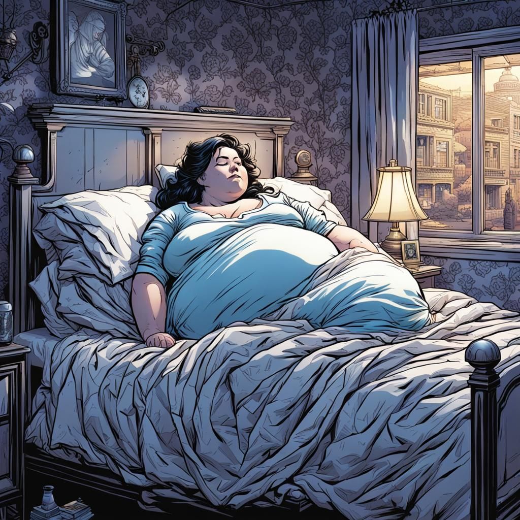 Sleeping Beauty in Lingerie as Comic Book Art