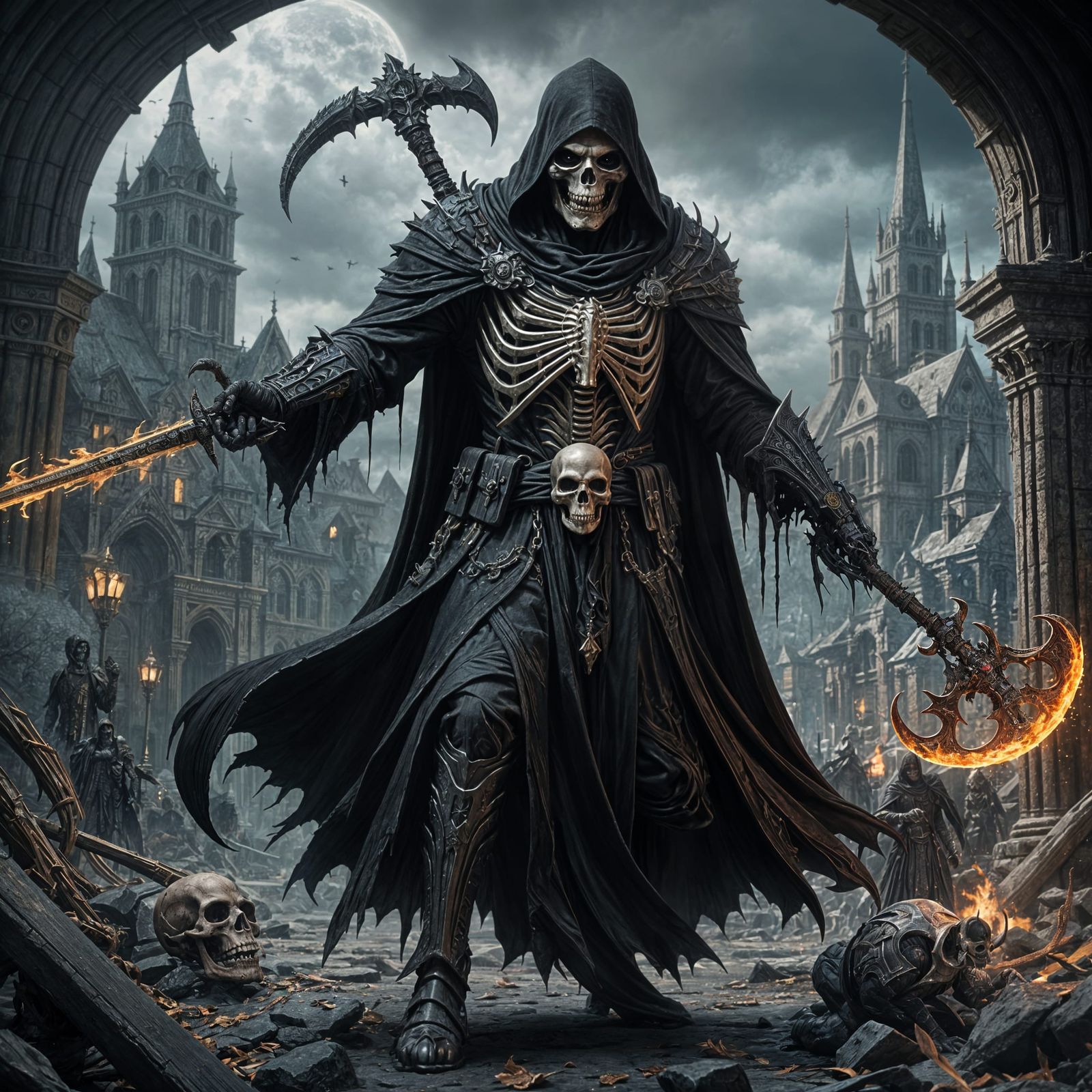 Hyper Realistic Death Reaper in Dark Fantasy Aesthetic