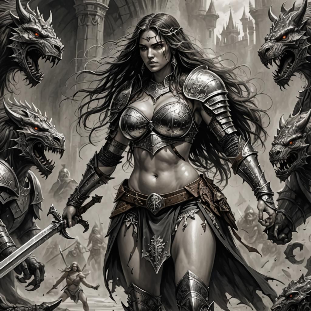 Fantasy Warrior in Darkened Realm