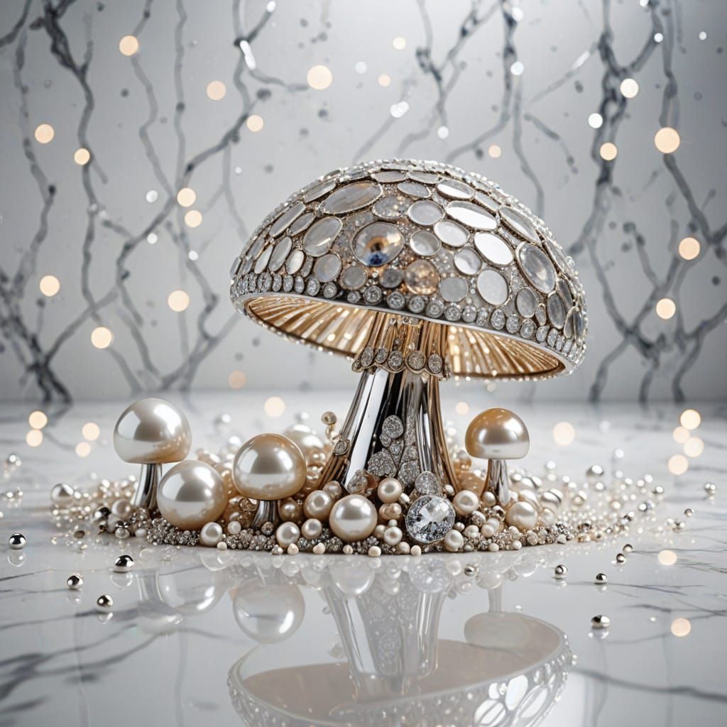 Surreal Fashion Runway Show in Sparkling Glitter and Glass