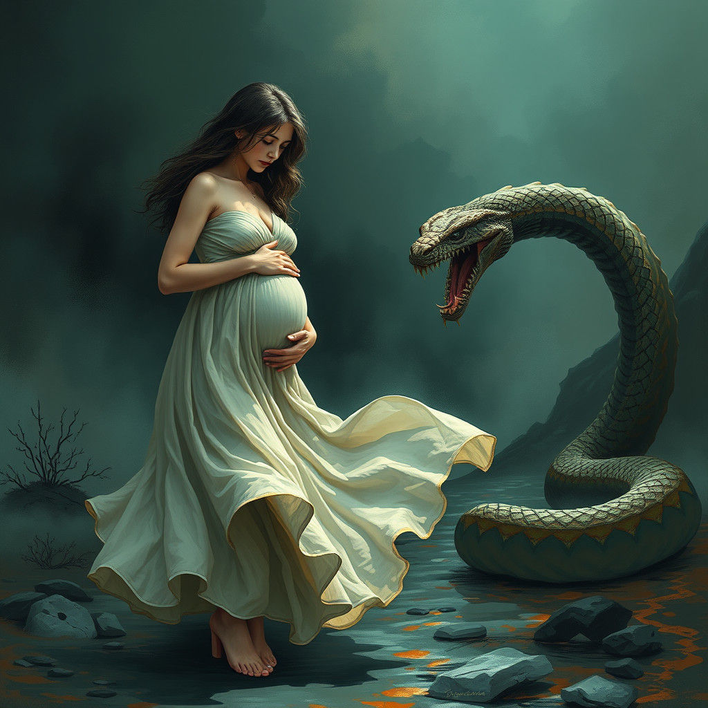 Serene Horror: Lamia Stalks Pregnant Woman in Dark Fantasy S...