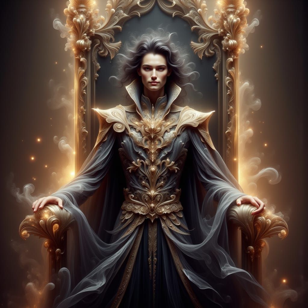 Fantasy Prince on Throne in Detailed Matte Painting