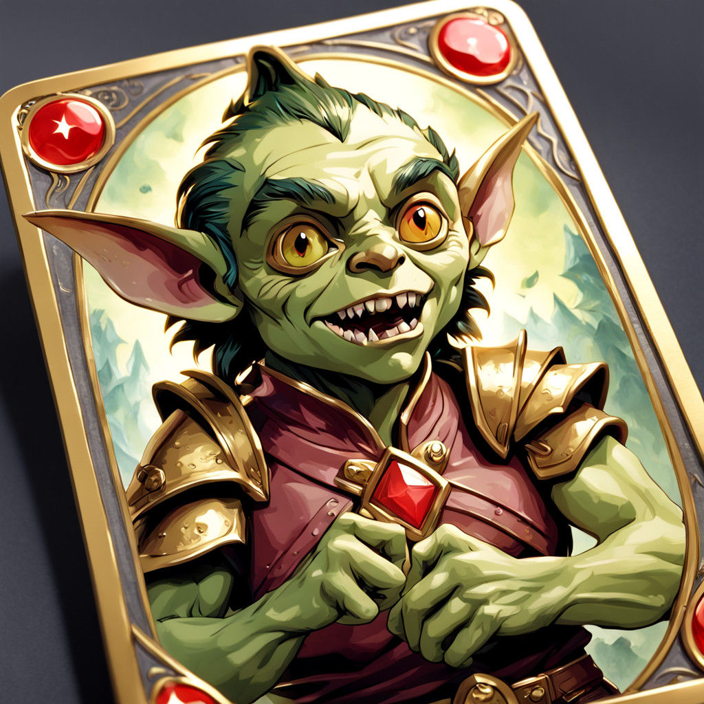 Vibrant Goblin Trading Card in Anime Style