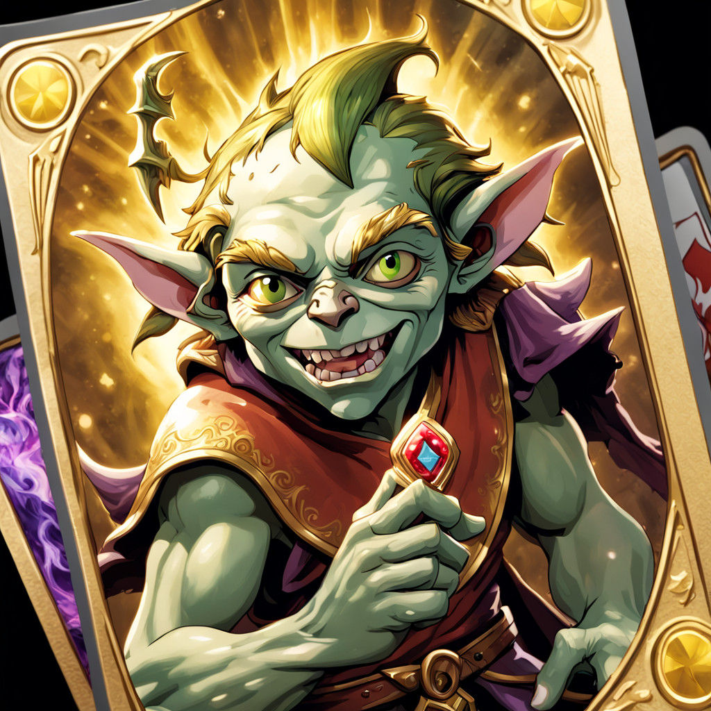 Goblin Playing Card in Vibrant Anime Style
