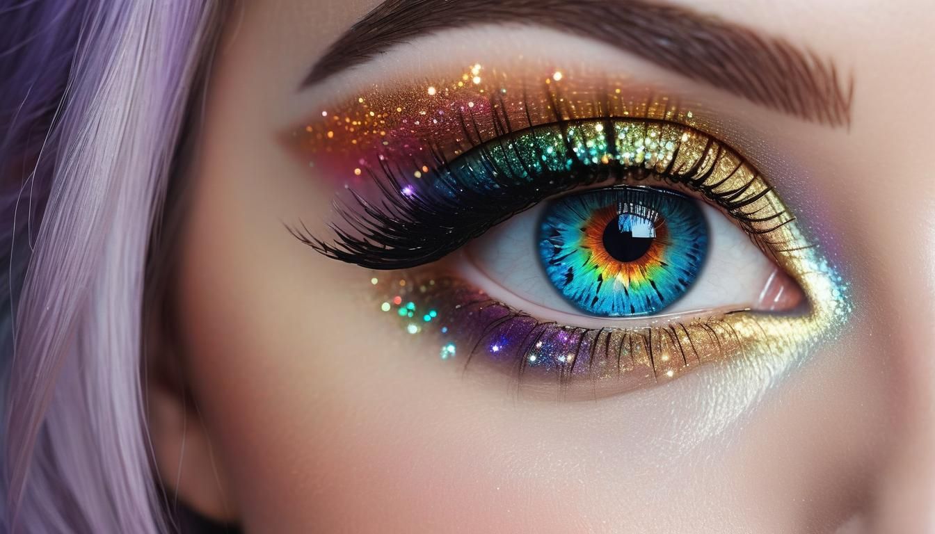 Macro Photograph of Glamorous Galaxy Eye Makeup