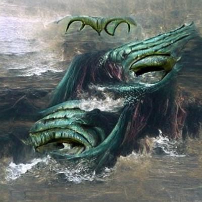 Mythical Deep-Sea Creature Emerges from a Maelstrom in a Dar...