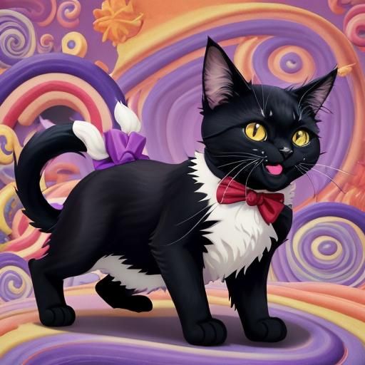 Vibrant Studio Ghibli-Inspired Cat in Whimsical Bakery Setti...