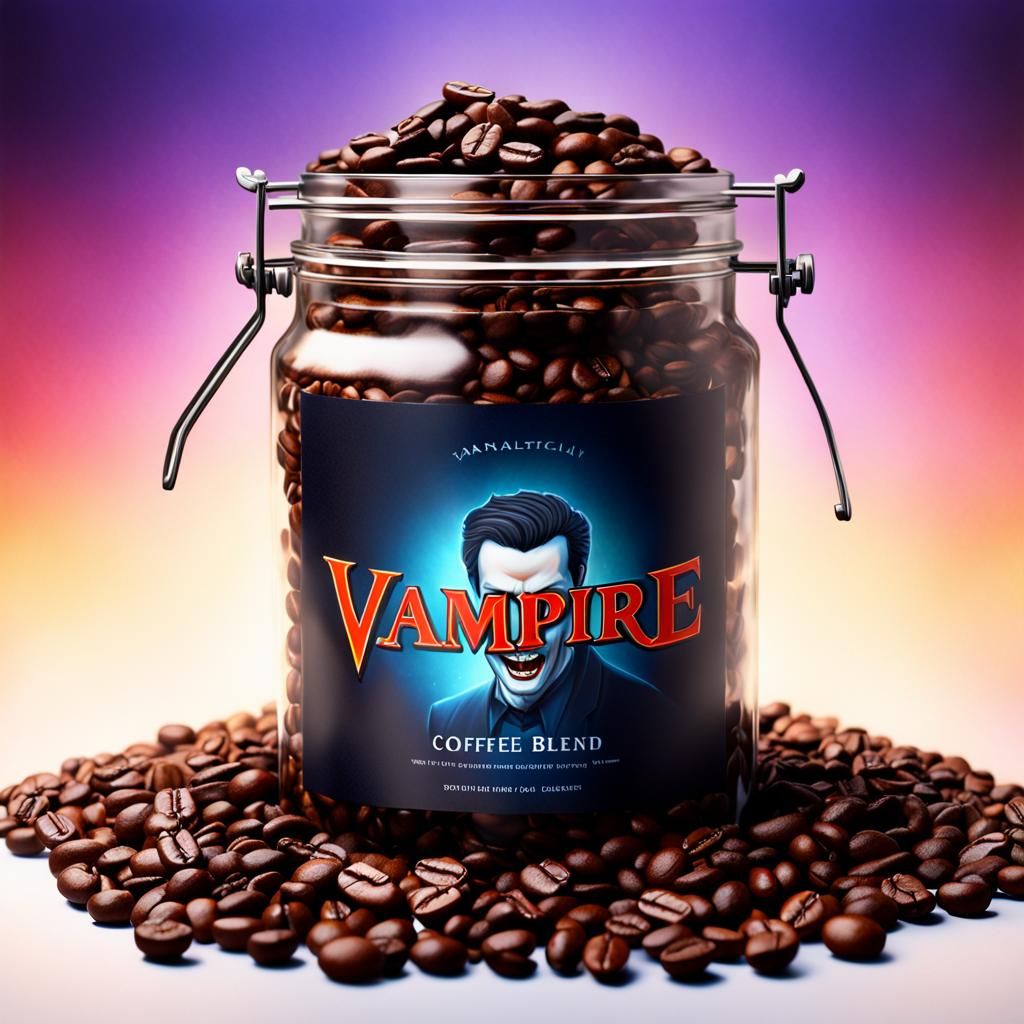 Vibrant Vampire Blend Coffee in Intricately Detailed Art