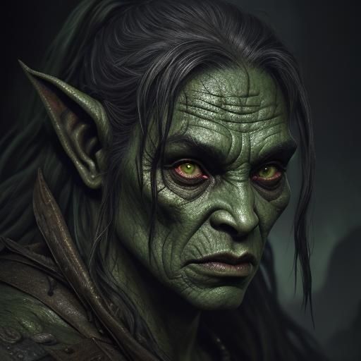 Dark Fantasy Orc Portrait in Impasto Style