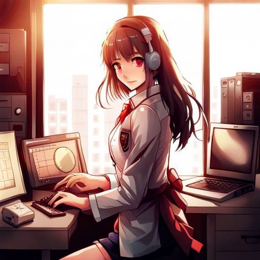 Anime Style Military Intelligence Analyst with Avionics