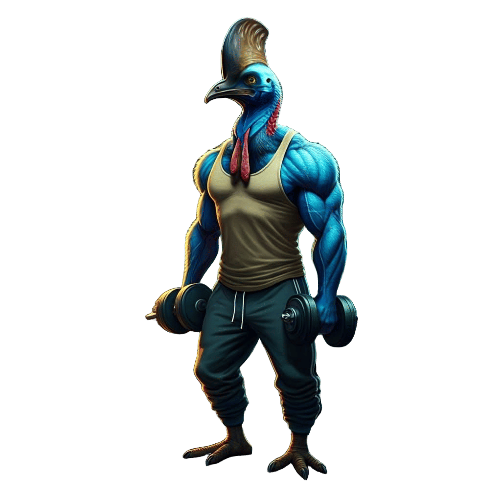 Cassowary Strength Training in a Futuristic Gym