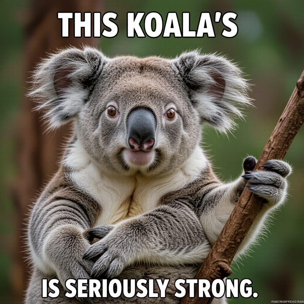 Muscular Koala Flexing Biceps