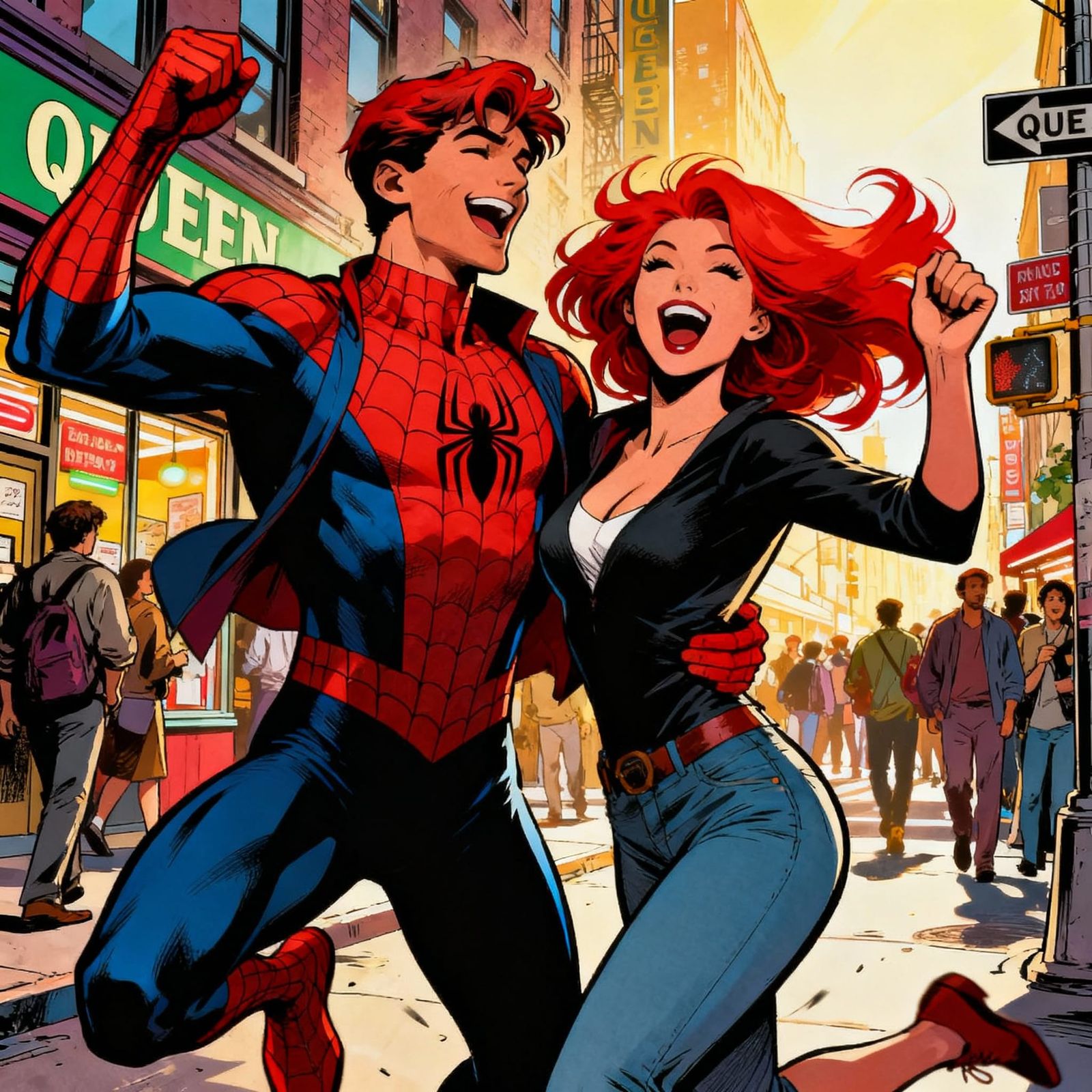 Peter Parker & Mary Jane Dancing in Queens Comic Style