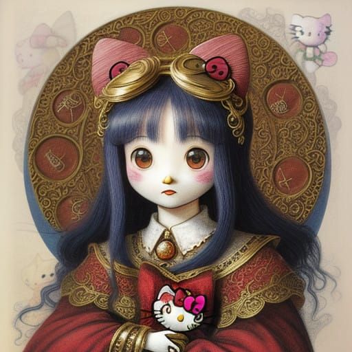 Hello Kitty in Fantasy Art Style